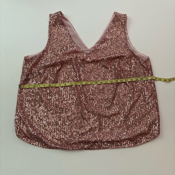 LOFT Plus Pink Sequin Sleeveless Blouse - Picture 9 of 10